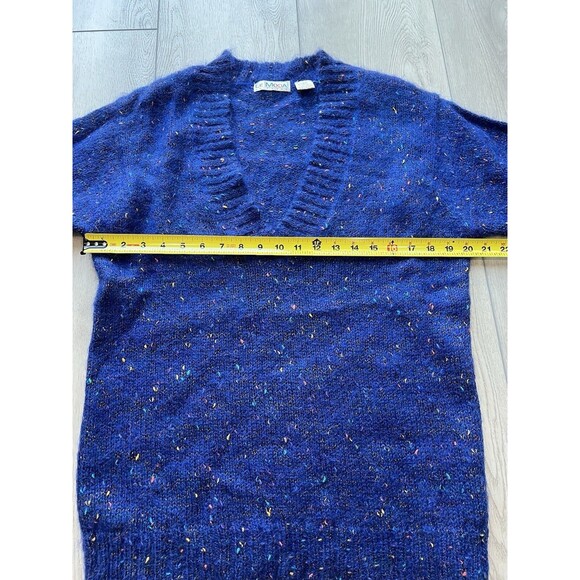 Le Moda Mohair Blend V-Neck Sweater 80's Speckled | Blue | Womens Size Medium - Picture 12 of 13